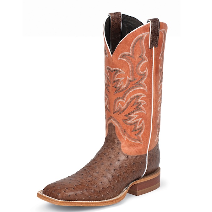 8573 Men's Justin Square Toe Full Quill Ostrich Cowboy Boot